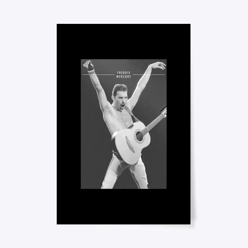 Freddie Mercury Official Live B&W Guitar